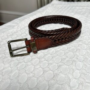 Nautica Men’s NWT Brown Leather Braided Belt Preppy Nautical Minimalist